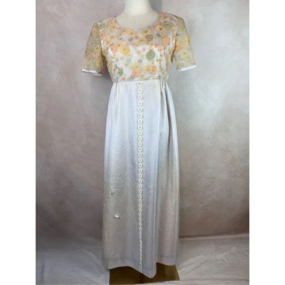 Vintage 1960s 1970s Dress Flower Power Mod MCM